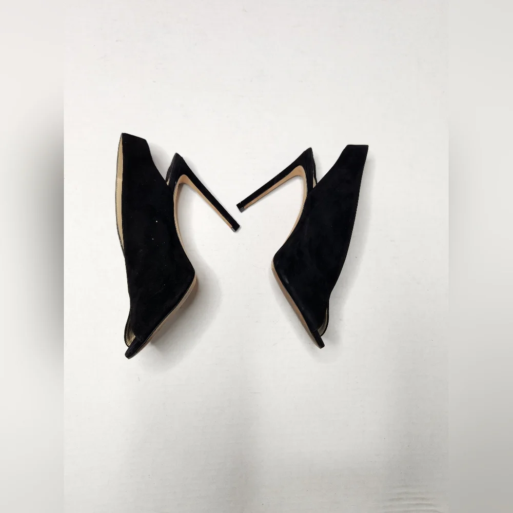 [SOLD]Jimmy Choo Size 37.5 Shar Peep Toe Slingback Pump Suede - Picture 6 of 8
